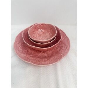4 Pc Bordallo Pinheiro Pink Cabbage Set Dinner Plate Salad Bowl 2 Dessert Bowls‎